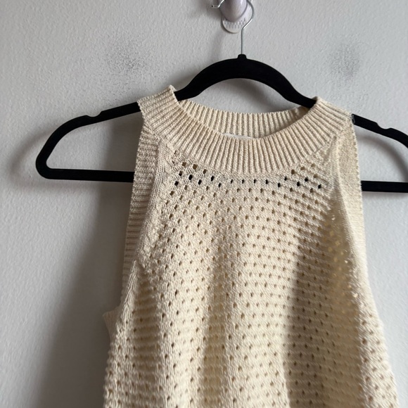 Aritzia Wilfred Sz S Cotton Blend Cream Open Knit Sleeveless Tank Top - Picture 3 of 8